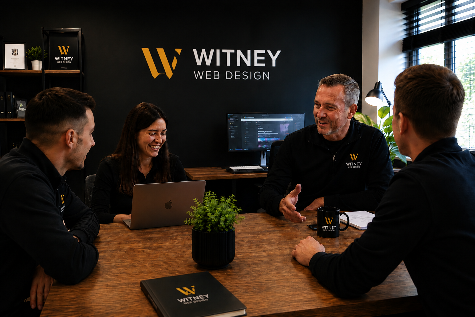 The Witney Web Design team collaborating in their West Oxfordshire office